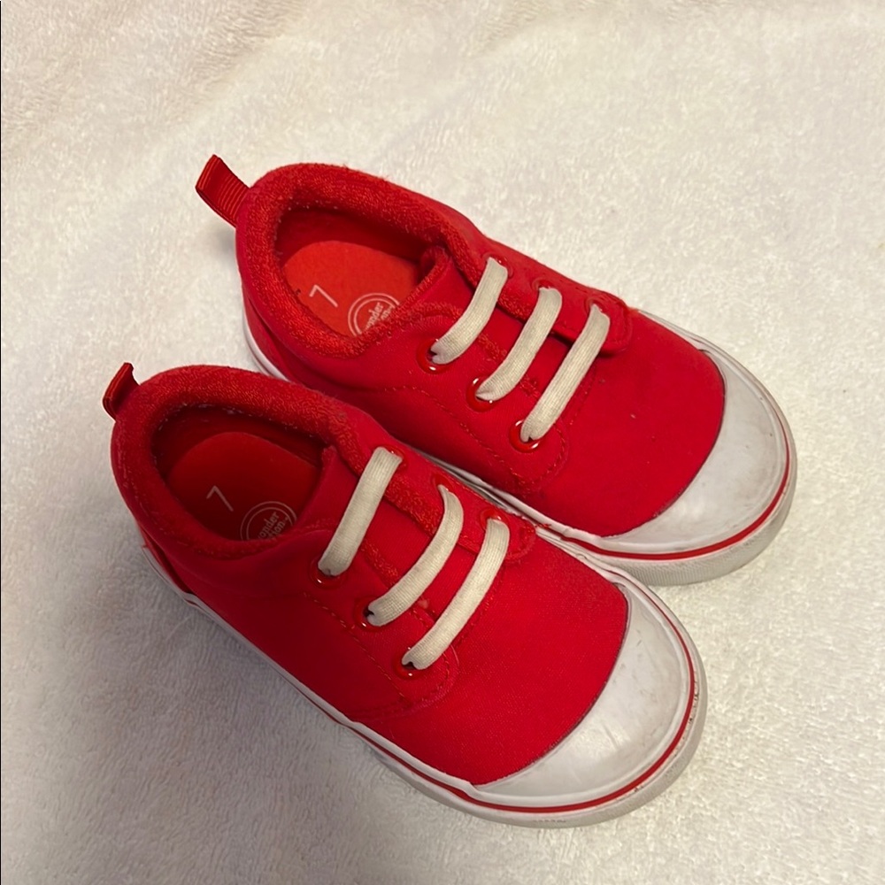 Wonder Nation Red and White Sneakers Slip-On Canvas